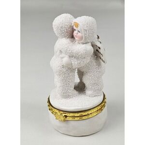 Snow Babies‎ Hugging Angel Wings Porcelain Trinket Box Japan